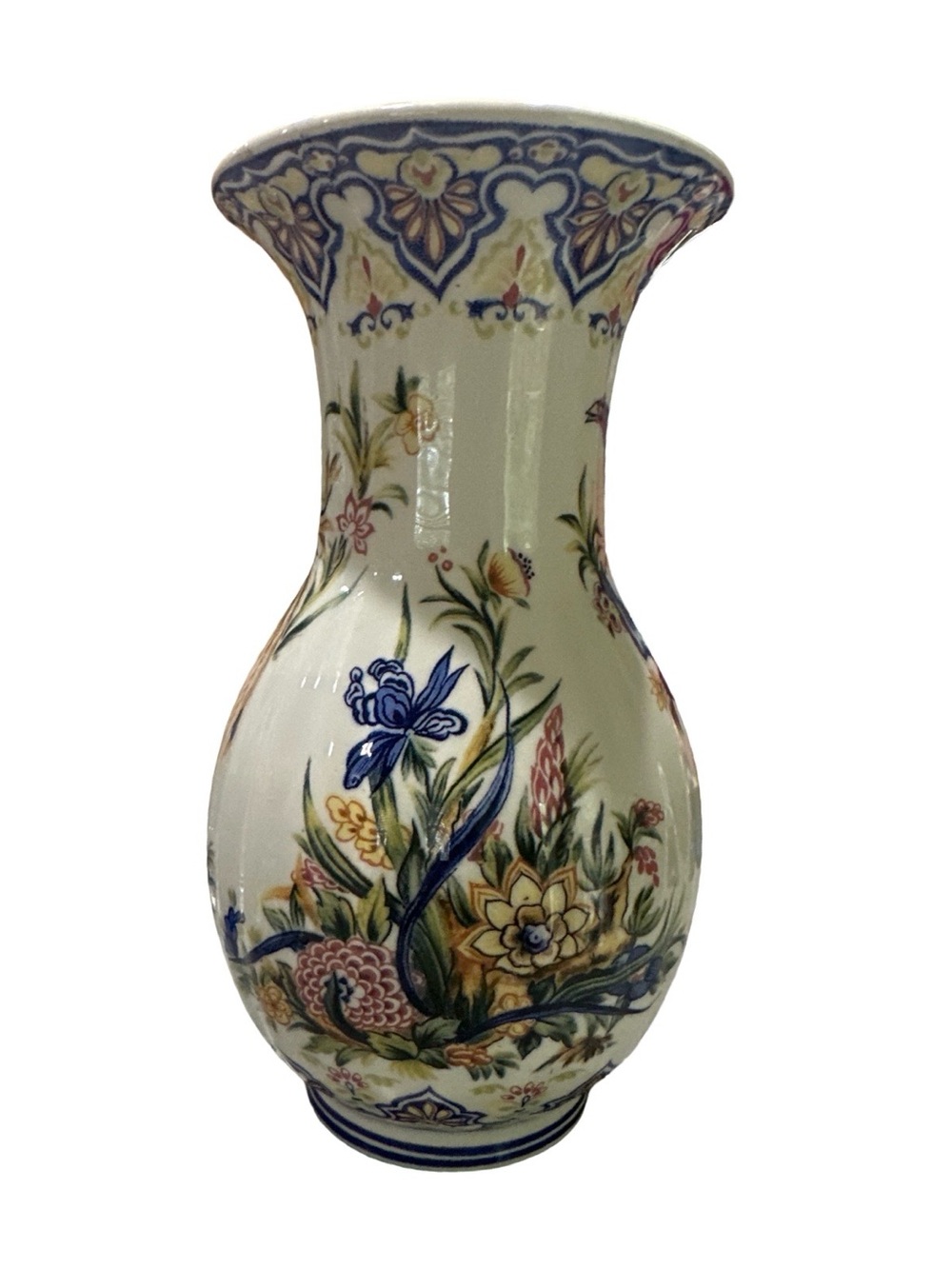 Ardalt ItalyVase Pavone Porcelain Peacocks & Floral 8” 4523 Vintage